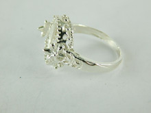 6484 STERLING SILVER FILIGREE RING SETTING, 14X10 MM OVAL CABOCHON ONLY GEMSTONE, SIZE 8