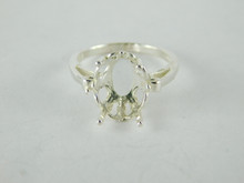 6486 STERLING SILVER RING SETTING, 12X10 MM OVAL FACETED GEMSTONE, SIZE 6.5
