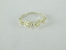 6487 STERLING SILVER RING SETTING, 1 - 6 MM & 2 - 1.7 MM ROUND FACETED GEMSTONE, SIZE 9.25