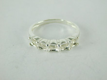 6489 STERLING SILVER RING SETTING, 5 STONE, 3.5 MM ROUND FACETED GEMSTONE, SIZE 5.5