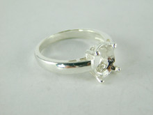 6490 STERLING SILVER RING SETTING, 9X7 OVAL FACETED GEMSTONE, SIZE 7.25