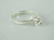 6492 STERLING SILVER RING SETTING, 6.5 MM ROUND FACETED GEMSTONE, SIZE 8