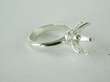 6493 STERLING SILVER RING SETTING, 10.5 MM ROUND FACETED GEMSTONE, SIZE 4