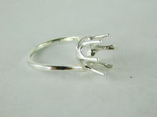 6495 STERLING SILVER RING SETTING, 10 MM ROUND FACETED GEMSTONE, SIZE 6.25