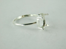 6497 STERLING SILVER RING SETTING, 10X8 MM OVAL FACETED OR CABOCHON GEMSTONE, SIZE 8
