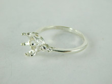 6499 STERLING SILVER RING SETTING, 7 MM ROUND FACETED GEMSTONE, SIZE 7.5