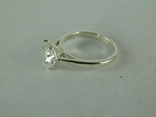 6507 STERLING SILVER RING SETTING, 8 MM ROUND FACETED GEMSTONE, SIZE 6.5