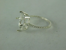 6511 STERLING SILVER RING SETTING, 12X10 MM EMERALD CUT FACETED GEMSTONE, SIZE 7