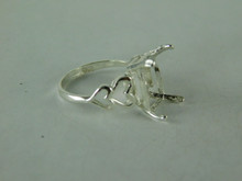 6516 STERLING SILVER RING SETTING, 12X10 MM EMERALD CUT FACETED GEMSTONE, SIZE 6.75