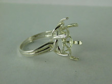 6518 STERLING SILVER RING SETTING, 18X13 MM OVAL FACETED GEMSTONE, SIZE 8.5