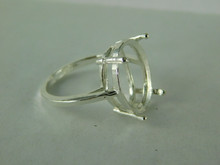 6519 STERLING SILVER RING SETTING, 18X13 MM OVAL FACETED GEMSTONE, SIZE 7.5