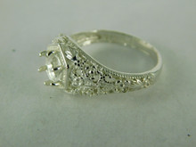 6334 STERLING SILVER RING SETTING, 6 MM ROUND FACETED GEMSTONE, SIZE 8.5