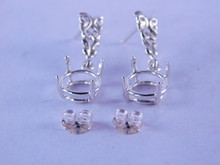 ER48  STERLING SILVER EARRING SETTING, 7 MM FACETED OR 6 MM CABOCHON ROUND GEMSTONE