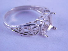 6349 STERLING SILVER RING SETTING, 9 X 9 MM CUSHION CUT GEMSTONE, SIZE 9