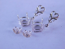 ER47 STERLING SILVER EARRING SETTING, 7 MM FACETED OR 6 MM CABOCON ROUND GEMSTONE