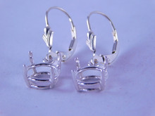 ER46 STERLING SILVER EARRING SETTING, 7 MM FACETED OR 6 MM CABOCHON ROUND GEMSTONE