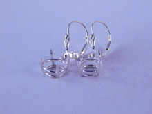 ER43 STERLING SILVER EARRING SETTING, 9 MM FACETED OR 8 MM CABOCHON ROUND GEMSTONE