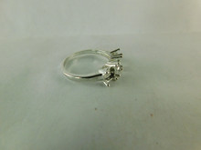 5791 Sterling Silver Ring 3 Stone, 3-6 mm Round  Faceted, size 8