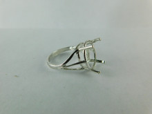 6534 Sterling Silver Ring Setting, 14x12 mm Faceted Oval Stone, Size 7.75
