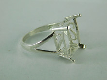 6536  Sterling Silver Ring Setting, 15x11 mm Emerald  Faceted Stone, Size 8.25