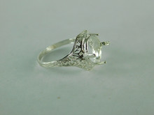 6538  Sterling Silver Ring Setting, 9 mm Round Faceted Stone, Size 7.25