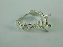 6541 Sterling Silver Ring Setting,  5 Stone (11x9 mm Oval Faceted and 4-1.5 mm Round), Size 8.75