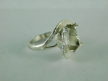 6542 Sterling Silver Ring Setting,  12x10 mm Oval Faceted Stone, Size 5