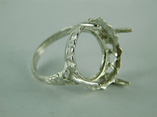 6543 Sterling Silver Ring Setting, 20x18 mm Oval Faceted Stone, Size 8 