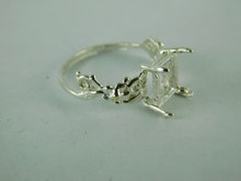 6545 Sterling Silver Ring Setting, 8x6 mm Emerald cut Faceted Stone, Size 7.25 