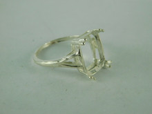 6550 Sterling Silver Ring Setting, 12x10 mm Emerald cut  Faceted Stone, Size 5.5
