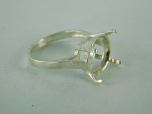 6552  Sterling Silver Ring Setting, 13 mm Round Faceted Stone, Size 6.75