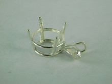 6553   Sterling Silver Pendant Setting, 13 mm Round Faceted Stone