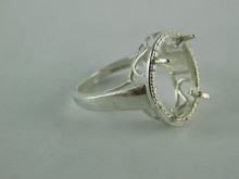 6555 Sterling Silver Ring Setting, 16x11 mm Oval Faceted Stone, Size 7.25