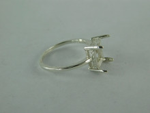 6558  Sterling Silver Ring Setting, 10x8 mm Emerald Faceted Stones, Size 7.5