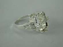 6562 Sterling Silver Ring Setting, 12x10 Emerald Cut Faceted Stone, Size 6.5 