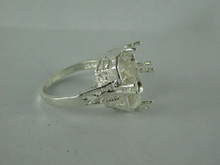 6563 Sterling Silver Ring Setting, 14x10 Emerald Cut Faceted Stone, Size 6.5 