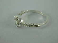 6565 STERLING SILVER RING SETTING, 6.5 MM ROUND FACETED GEMSTONE, SIZE 7.75