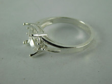 6566 STERLING SILVER RING SETTING, 3 STONE,  1 - 9.5 MM & 2 - 1.75 ROUND GEMSTONES, SIZE 7.5