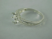 6567 STERLING SILVER RING SETTING, 7 MM ROUND GEMSTONE, SIZE 7.75