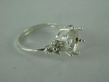 6570 STERLING SILVER RING SETTING, 7 STONE, 1 - 9.5 MM & 6 - 2.5 MM ROUND FACETED GEMSTONES, SIZE 7.25