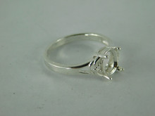 6571 STERLING SILVER RING SETTING, 9X7 MM OVAL FACETED GEMSTONE, SIZE 8.5