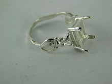 6572 STERLING SILVER RING SETTING, 9X7 MM EMERALD CUT FACETED GEMSTONEM, SIZE 7.5