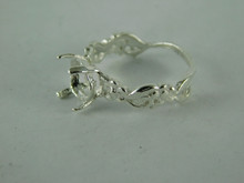 6573 STERLING SILVER RING SETTING, 9 MM ROUND FACETED GEMSTONE, SIZE 7.25