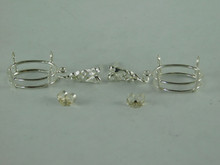 6586 Sterling Silver Earrings with Designer Posts, 16x12 mm Oval Setting