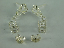 6590   Sterling Silver Earrings with Heart Posts,  14x10 mm Oval Setting
