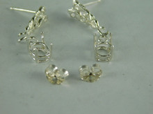 6591   Sterling Silver Earrings with Designer Posts, 11x9 mm Oval Setting