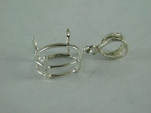 6593  Sterling Silver Pendant, 11x9 mm Oval Setting