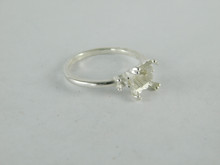 6303 Sterling Silver Ring, (3 Stone) 6.5 mm  & (2) 2 mm  Princess cut,  Size 7.75