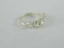 6304 Sterling Silver Ring Setting,  5 Stone (4.5 mm, 2-3.5 mm and 2-3 mm) Round Faceted Stone, Size 7.75