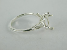 6607 Sterling Silver Ring, 12x10 mm Emerald Cut Faceted Setting, Size 8.75